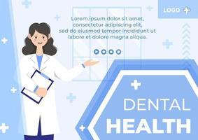 Publicación de ilustración de diseño plano dental editable de fondo cuadrado adecuado para redes sociales, alimentación, tarjetas, saludos, anuncios impresos y web en Internet vector