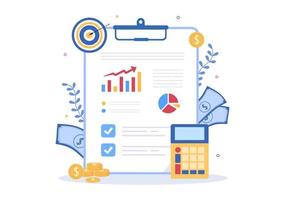 Budget Financial Analyst to Managing or Planning Spending Money at Checklist on Clipboard, Calculator and Calendar Background Vector Illustration