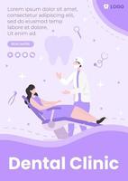 Folleto de ilustración de diseño plano dental editable de fondo cuadrado adecuado para redes sociales, alimentación, tarjetas, saludos y anuncios web en Internet vector
