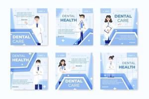 Dental Flat Design Illustration Post Editable of Square Background Suitable for Social media, Feed, Card, Greetings, Print and Web Internet Ads vector