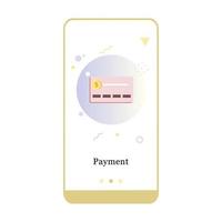 E-payment mobile app page onboarding screen. Application design for Easy Payment, Payout, Credit Card, Loan Payment, and Point Accumulation. UI on boarding screens mobile template vector illustration.