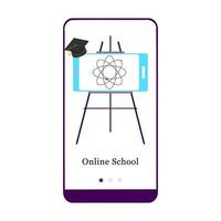 Online Education, E-learning, Online School mobile app onboarding screen. Menu vector banner template for interface UX, UI GUI screen mobile development. Website design 3D isometric flat illustration.