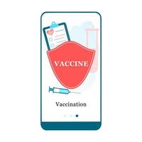 Application design for Vaccine Laboratory, Vaccine Research and Vaccination, Medical Research. UI onboarding screen design. Isometric onboard mobile app template page. Modern flat vector illustration.