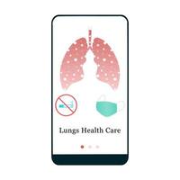 Application design for Lungs Checkup, Lungs Health Care, Pulmonology Fluorographic Examination. UI onboarding screen design. Onboard mobile app template page. Modern flat vector illustration.