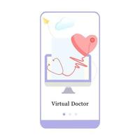 Application design for Online Doctor, Online Consultation, Virtual Doctor, Online Diagnosis. UI onboarding screen design. 3D isometric onboard mobile app template page. Modern flat vector illustration