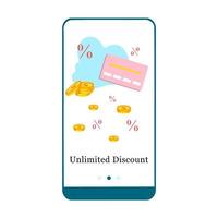 Vector illustration of Big sale, Special Gifts and Best Discount on the onboarding app screen and web concept. Modern interface onboard UX, UI GUI screen template for smart phone or web site banner.