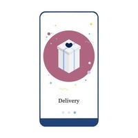 Vector illustration of Free Delivery Service, Free Shipping and Fast Delivery on the onboarding app screen and web concept. Interface UX, UI GUI screen template for app smart phone or web site banner.