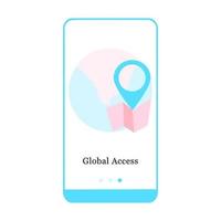 Global education access, global connection, travel, online order tracking mobile app onboarding screen. Menu vector banner template for interface UX, UI GUI screen mobile development illustration.