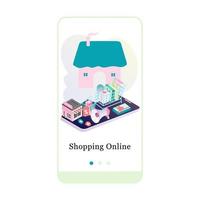 Vector illustration of online store promotion, e-commerce, and add to chart on the onboarding app screen and web concept. Interface Online Shopping UX, UI GUI screen template for smart phone or web.