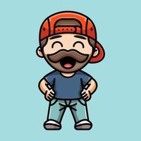 CUTE BEARDED MAN FOR CHARACTER, ICON, LOGO AND ILLUSTRATION. vector