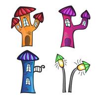 Illustration of the different cartoon houses on a white background vector