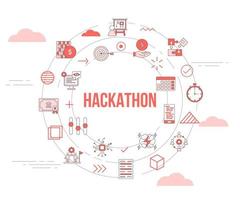 hackathon concept with icon set template banner and circle round shape vector