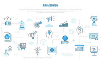 branding concept with icon set template banner with modern blue color style vector