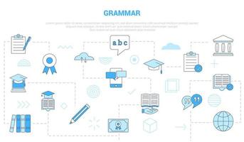 grammar concept with icon set template banner with modern blue color style vector