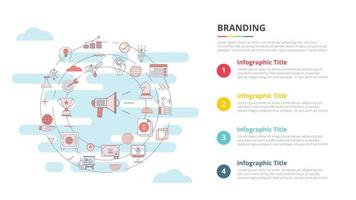 concepto de marca para banner de plantilla infográfica con información de lista de cuatro puntos vector