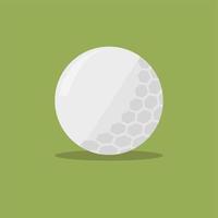 Golf ball flat icon with shadow on green background. Vector Illustration