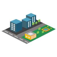 Vector isometric icon or infographic element representing area of the city