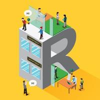 Isometric Shape Alphabet R Flat Style illustration vector