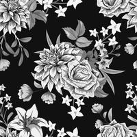 Classical seamless pattern with botanical floral design illustration. vector