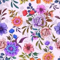 Patrón transparente colorido elegante con ilustración de diseño floral botánico. vector