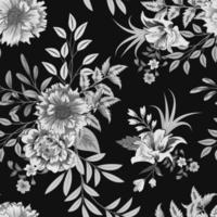 Classical seamless pattern with botanical floral design illustration.