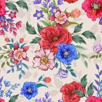 Patrón transparente colorido elegante con ilustración de diseño floral botánico.