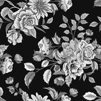 Classical seamless pattern with botanical floral design illustration. vector