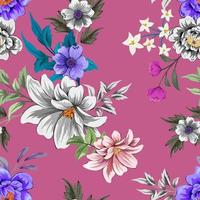 Elegant colorful seamless pattern with botanical floral design illustration. vector