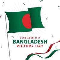 Bangladesh victory day with big flag vector