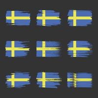trazos de pincel de bandera de suecia pintados vector
