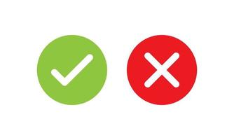 Check and cross icon. Right and wrong icon. Yes or no buttons. True or false. Good or bad. Selection design vector design