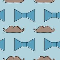 Mustache, Bow tie seamless pattern. Fathers Day holiday repeating texture vector