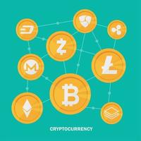 Cryptocurrency on blue background, digital currency, futuristic digital money vector