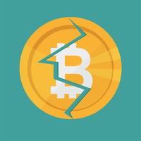 Crypto currency Bitcoin internet virtual money. Vector icon of the bitcoin