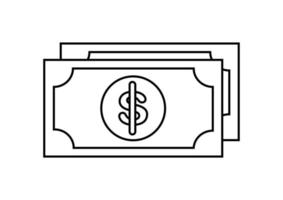 contorno de un billete con un signo de dólar en el medio vector