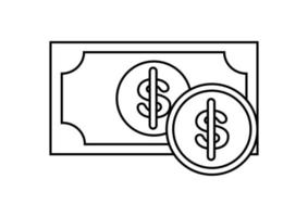 Esquema de billetes y monedas con un signo de dólar en el centro.