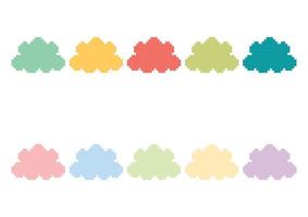 collection of colorful clouds with pixel theme style vector