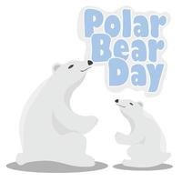 cartel del día internacional del oso polar. Ilustración de lindos osos polares vector