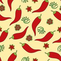 seamless pattern. Chile pepper. green, yellow and red colors. vector