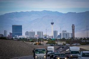 Las Vegas, Nevada- Evening city lights and street views photo