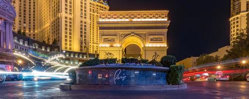 Las Vegas, Nevada, 2021 - Las Vegas Paris hotel at night photo
