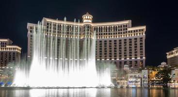 Las Vegas, Nevada, 2021 - Bellagio Resort water fountain show at night photo
