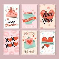 dulce conjunto de tarjetas imprimibles de san valentín