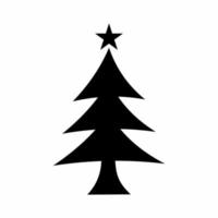 icono de árbol de navidad blanco y negro vector