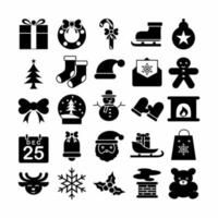 conjunto de iconos ... de navidad en blanco y negro vector