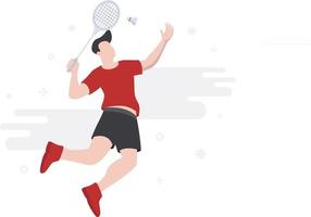 el niño participando en campeonatos y torneos de bádminton. vector