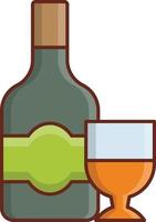 wine bottle colour Line icons vector