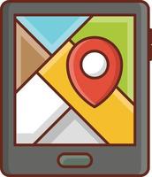 iconos de línea de color de mapa de ubicación móvil