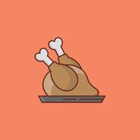 icono de línea de color de pollo rost vector