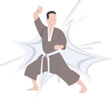 un hombre de karate haciendo karate en competición y campeonatos. vector